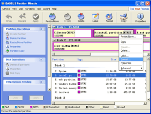 EASEUS Partition Master: Format Partition